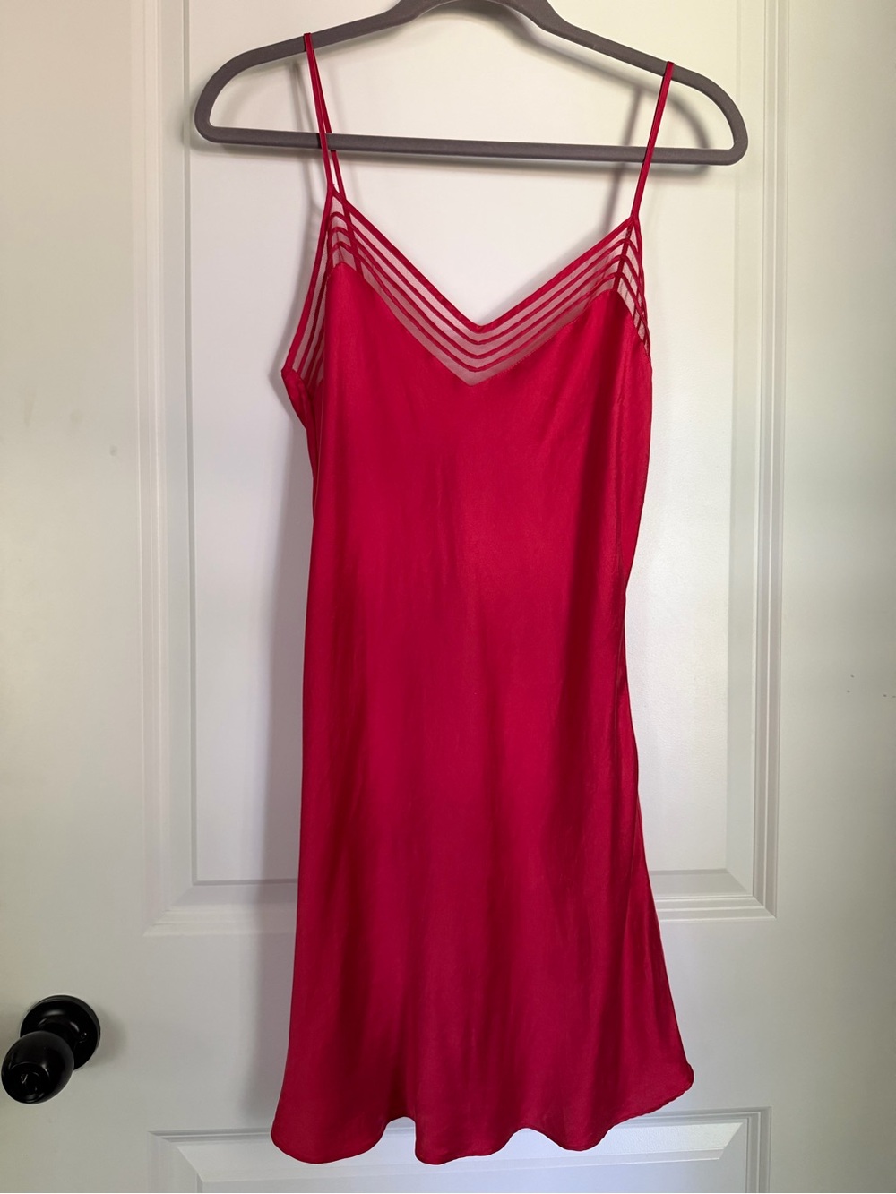 VTG Y2K Victoria's Secret 2001 Red 100% Silk Slip Dress Chemise Size M
